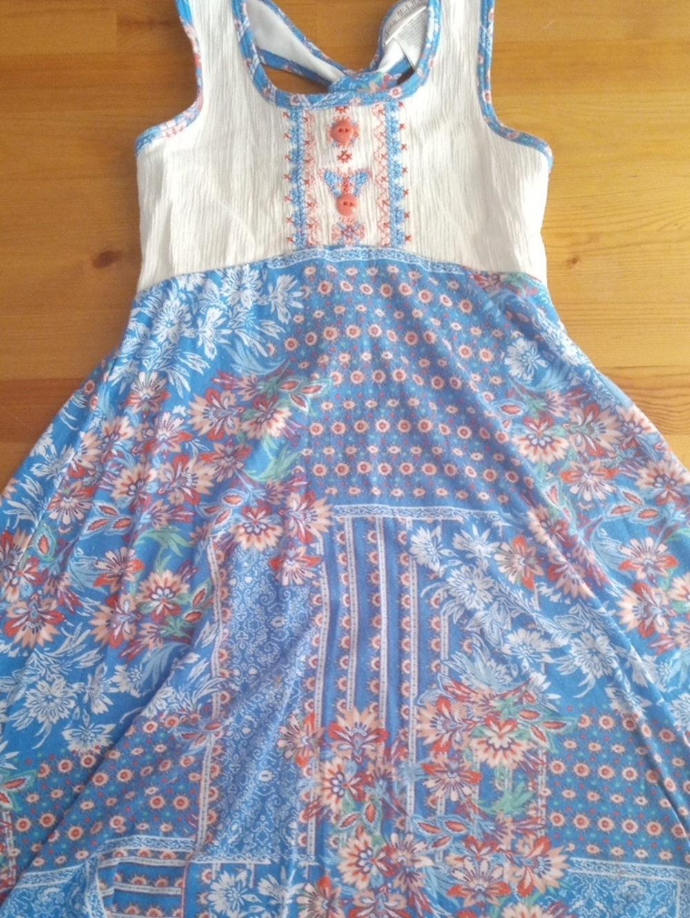Jona Michelle Blue Floral Patchwork Maxi Dress for Girls
